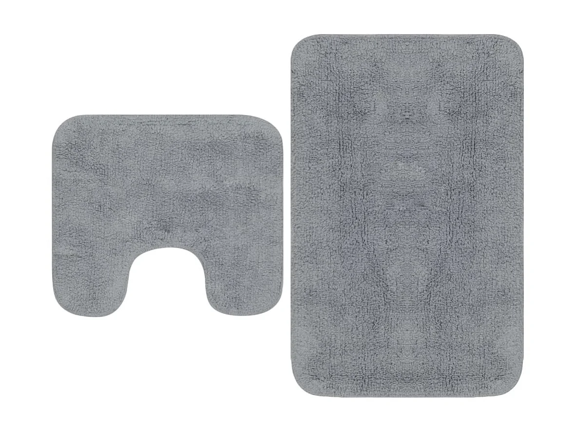 Conjunto de alfombras de baño de tela 2 piezas gris ES646692
