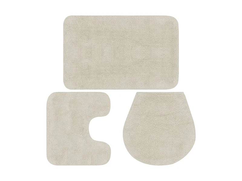Conjunto de alfombrillas de baño de tela 3 piezas blanco ES464039