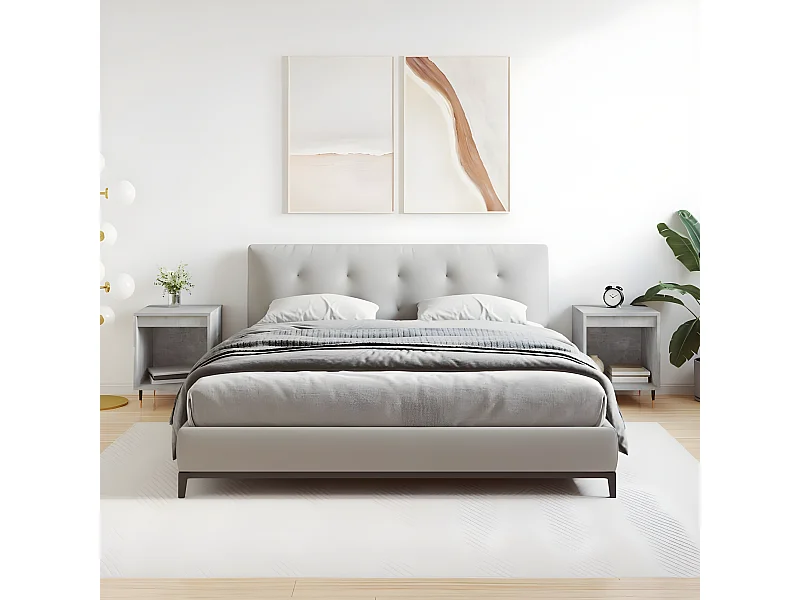 Lot de 2 Tables de chevet gris béton 40x35x50 cm bois d’ingénierie WVGQ2199