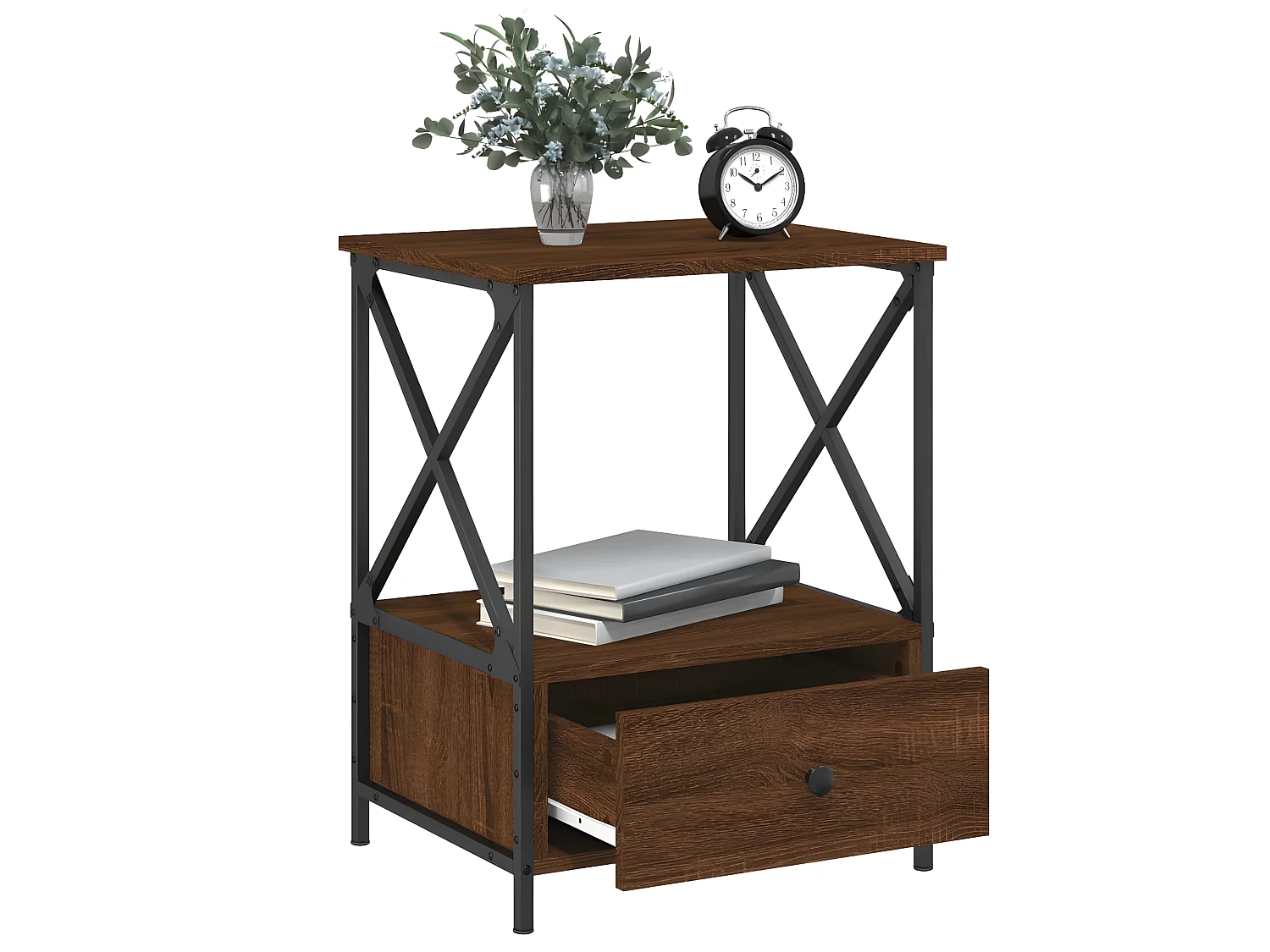 Nachtkastjes 2 st 50x41x65 cm bewerkt hout bruin eikenkleur NL27533