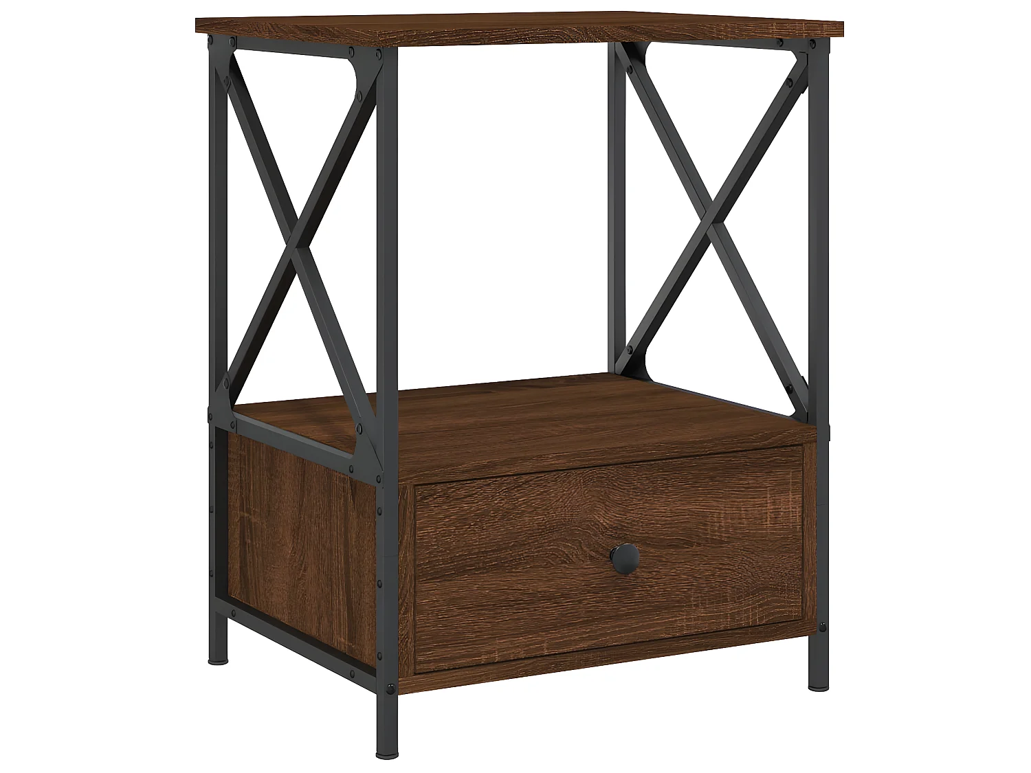 Lote de 2 Mesitas de noche madera ingeniería marrón roble 50x41x65 cm ES48093