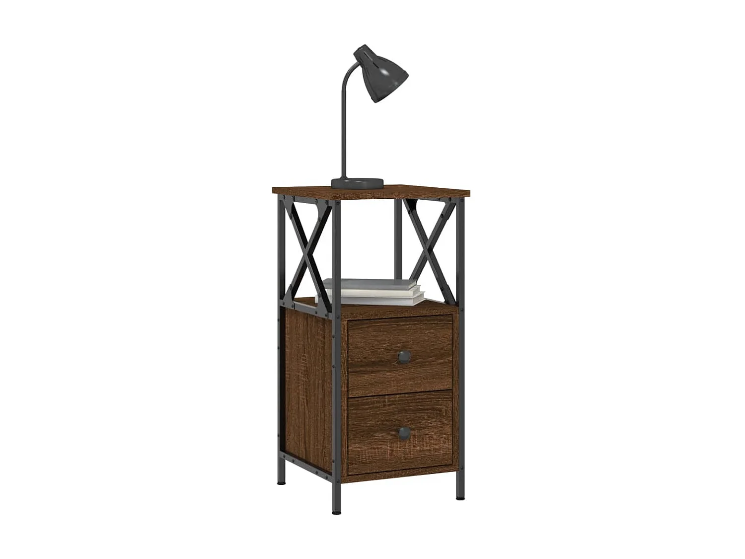 Lote de 2 Mesitas de noche madera ingeniería marrón roble 34x35,5x70 cm ES15498