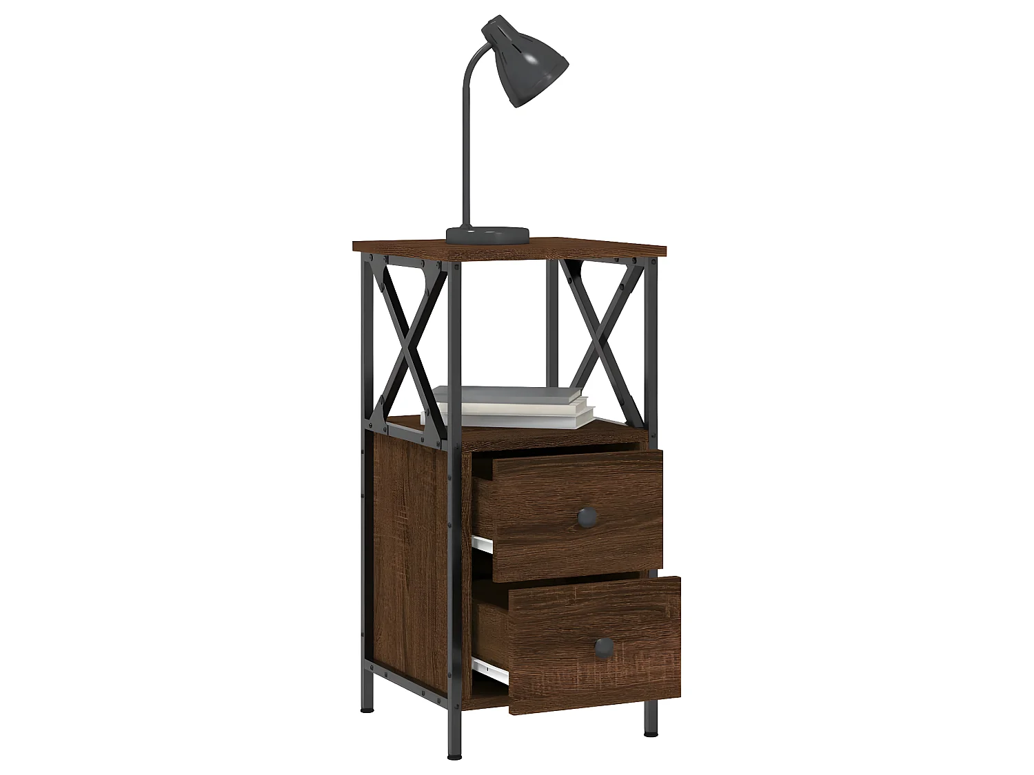 Lote de 2 Mesitas de noche madera ingeniería marrón roble 34x35,5x70 cm ES15498