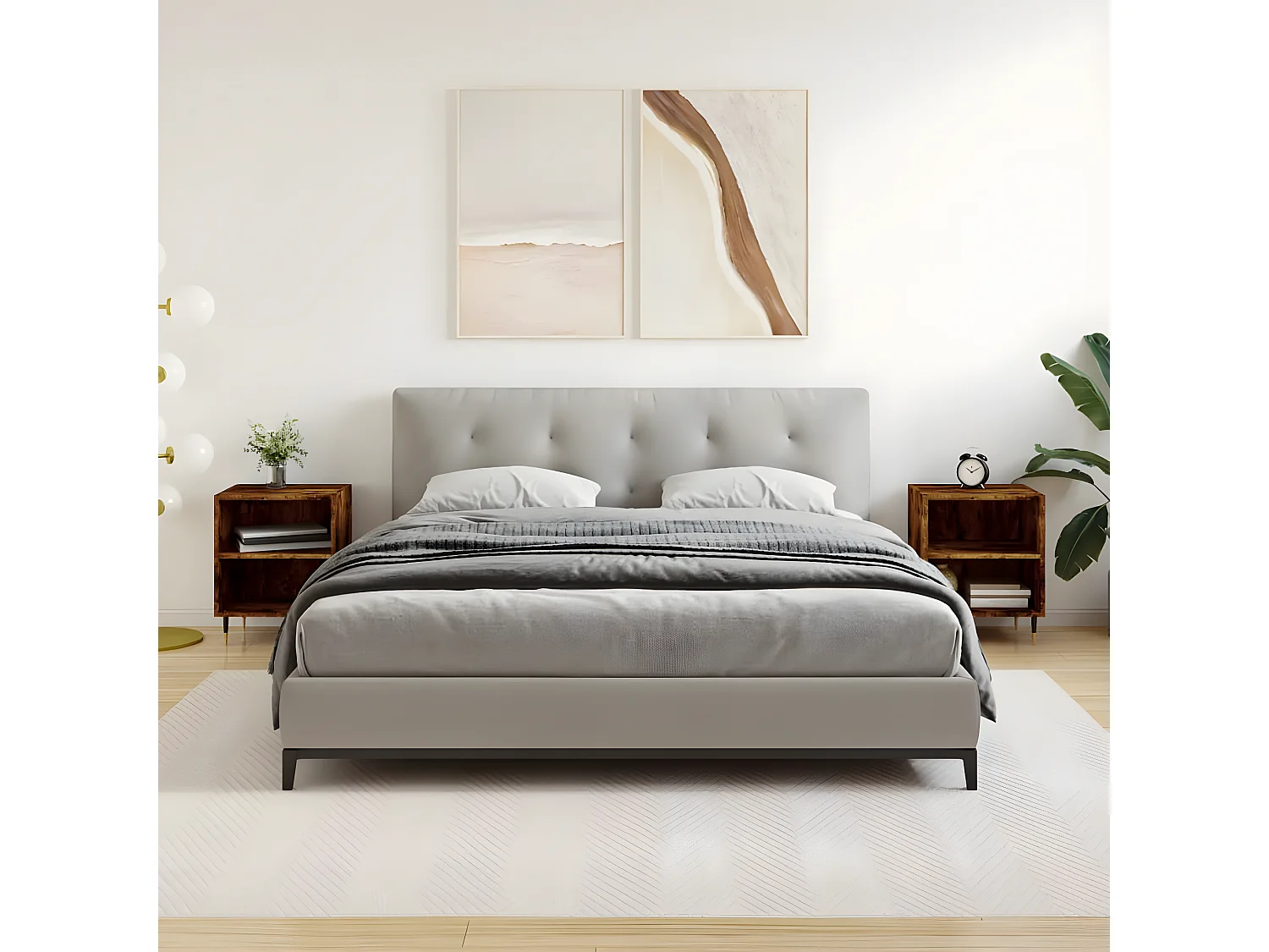 Lot de 2 Tables de chevet chêne fumé 40x30x50 cm bois d'ingénierie WVGQ1045