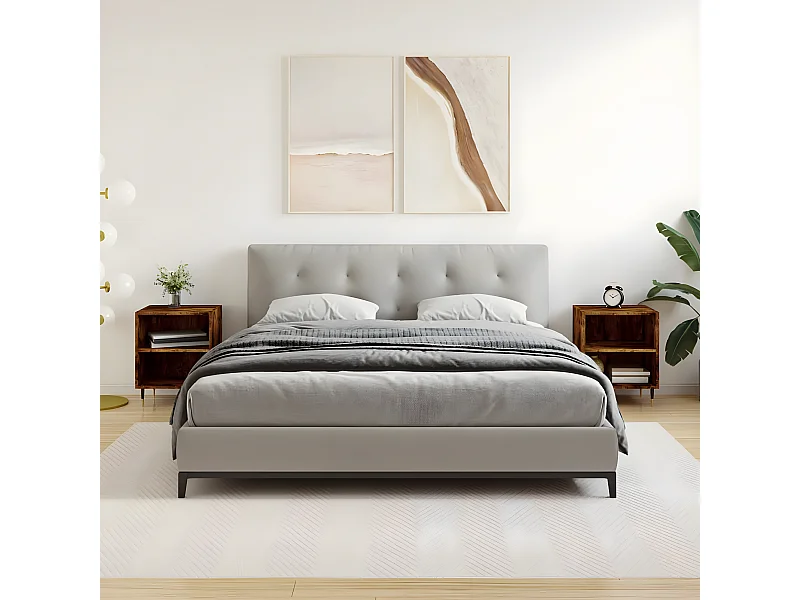 Lot de 2 Tables de chevet chêne fumé 40x30x50 cm bois d'ingénierie WVGQ1045