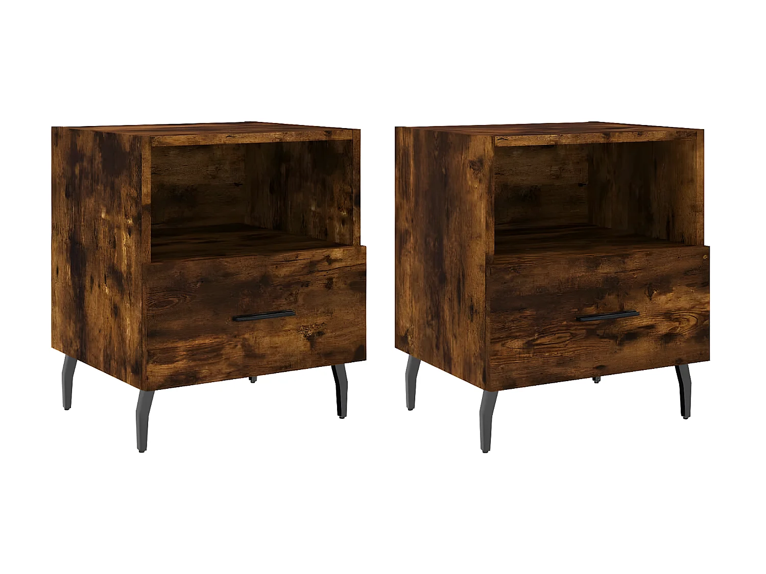 Lot de 2 Tables de chevet chêne fumé 40x35x47,5cm bois d’ingénierie WVGQ4745