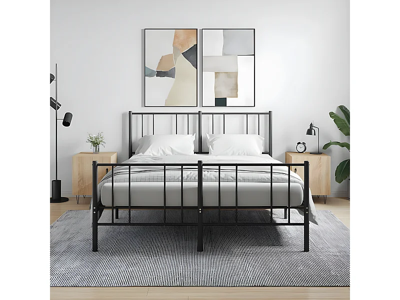 Lote de 2 Mesitas de noche madera ingeniería roble Sonoma 40x40x50 cm ES84587