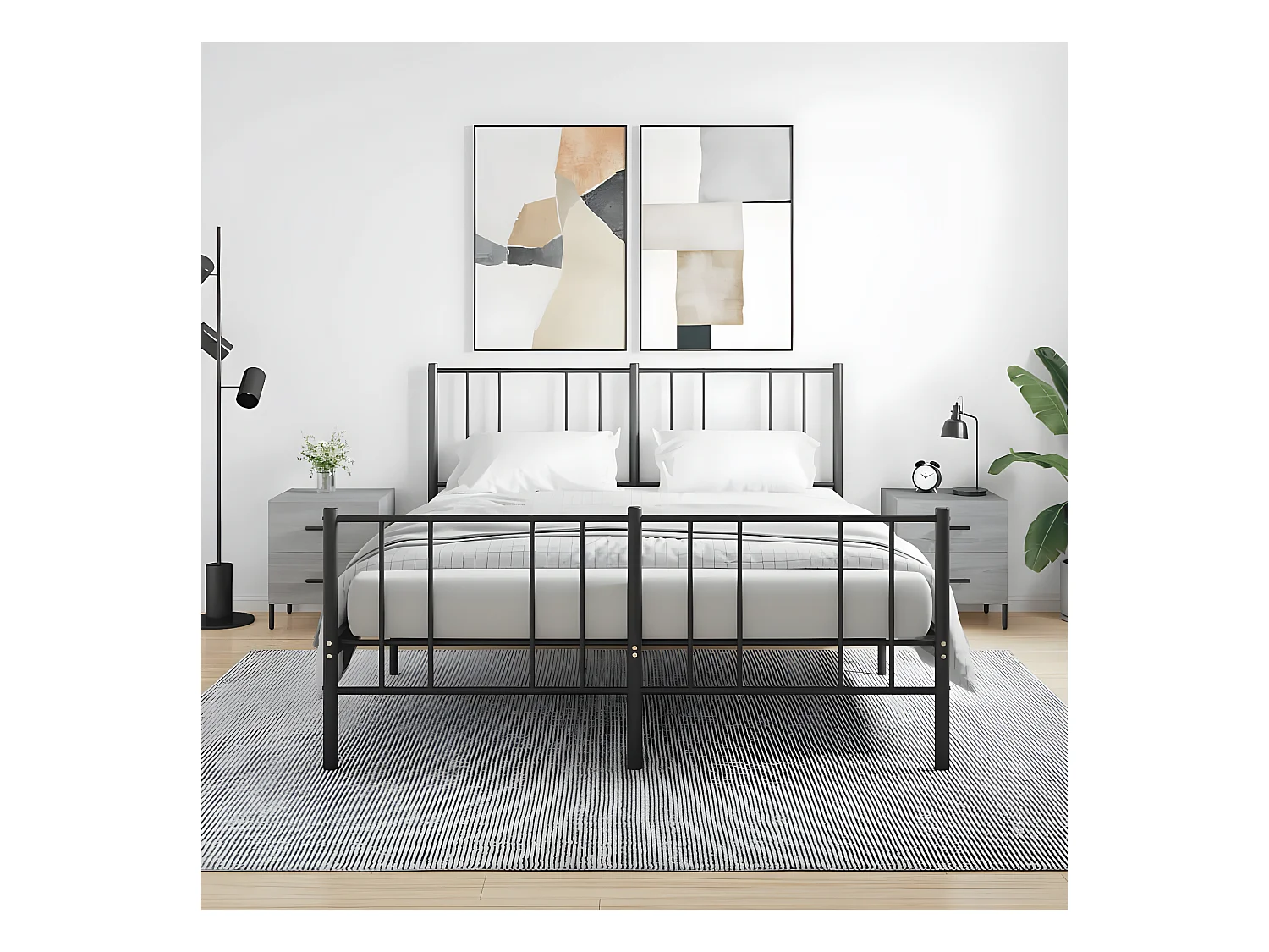 Lote de 2 Mesitas de noche madera ingeniería gris Sonoma 40x35x47,5 cm ES18171