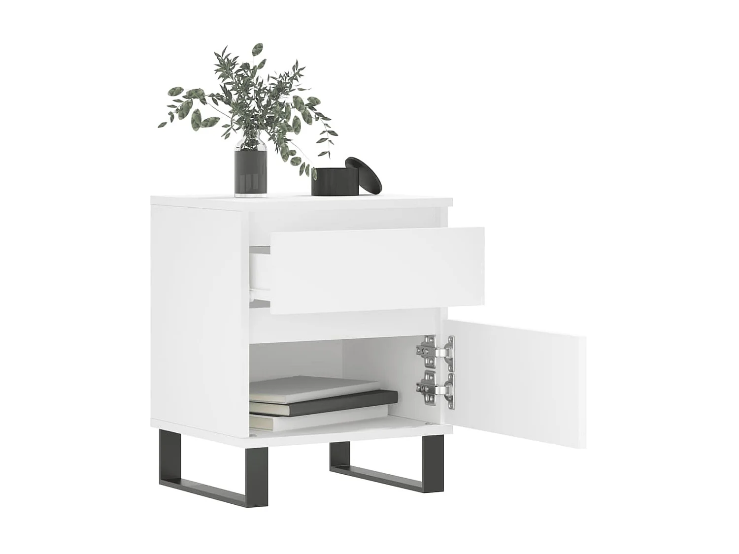 Lot de 2 Tables de chevet blanc 40x35x50 cm bois d’ingénierie WVGQ4698