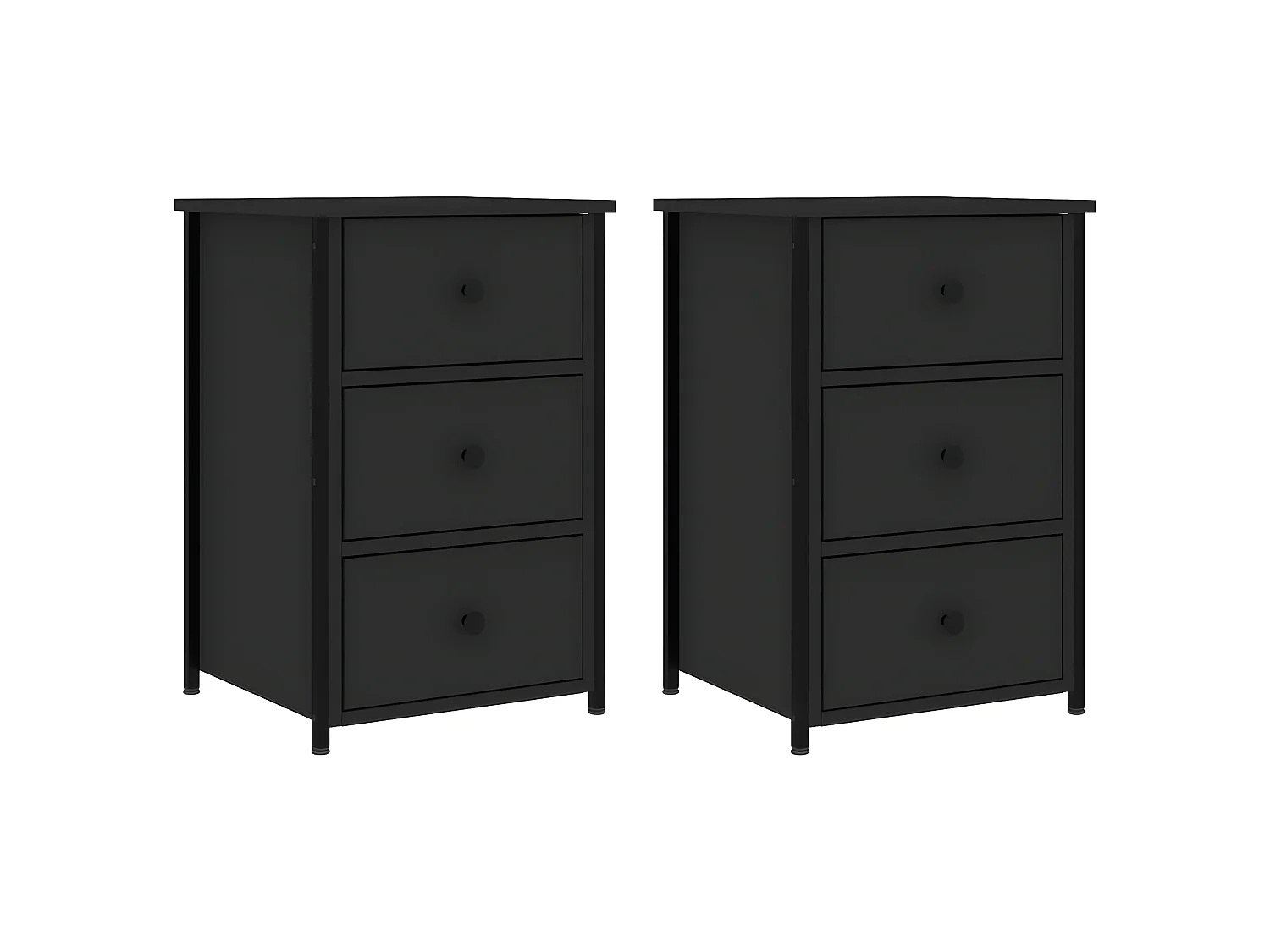 Lot de 2 Tables de chevet noir 40x36x60 cm bois d’ingénierie WVGQ1153