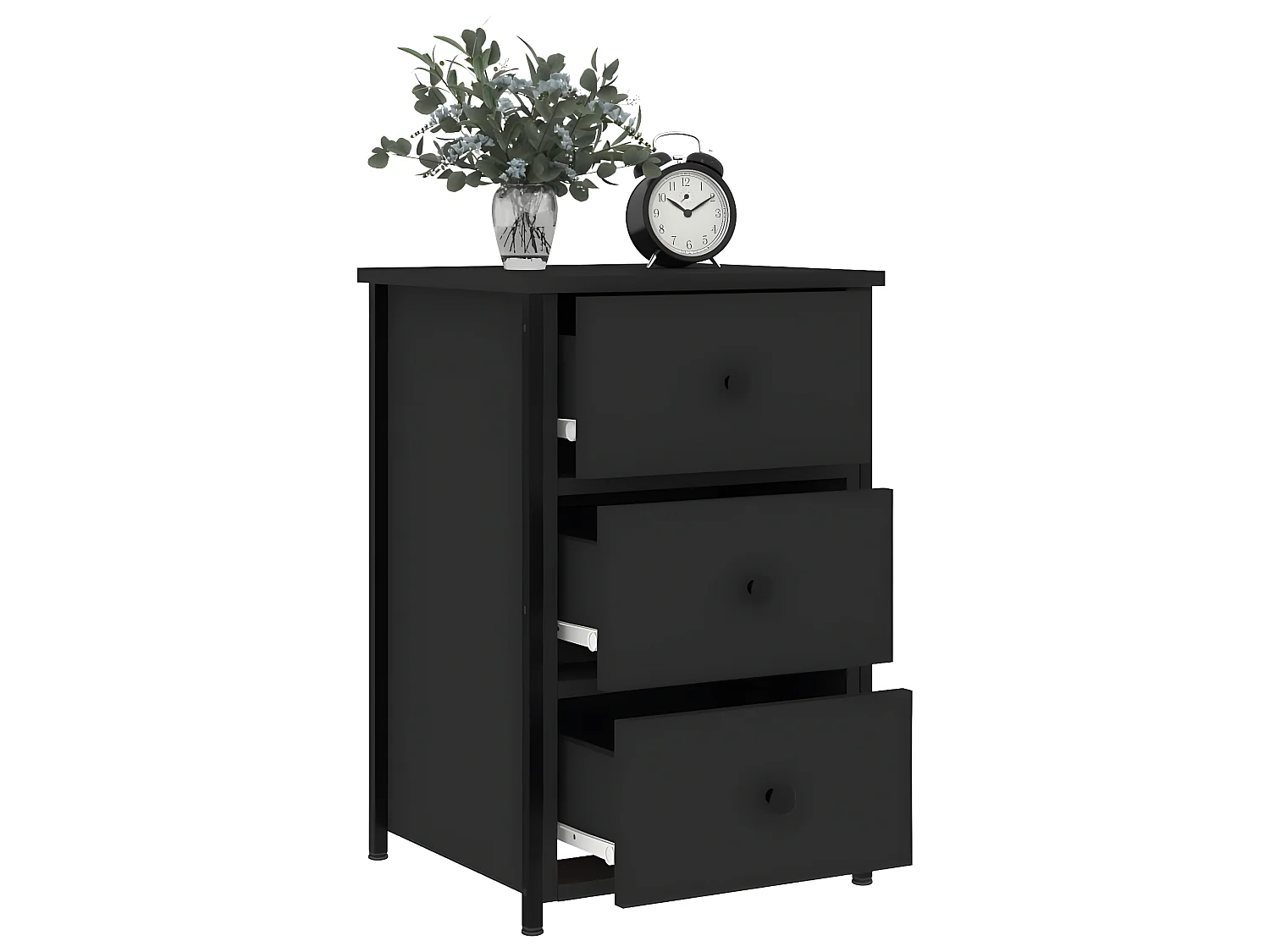 Lot de 2 Tables de chevet noir 40x36x60 cm bois d’ingénierie WVGQ1153