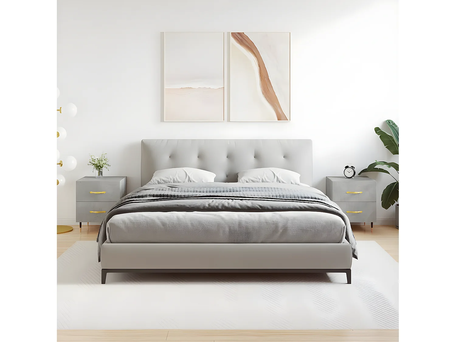 Comodini | Tavolini da notte | Tavolini da letto 2 pz Grigio Cemento 40x35x47,5 cm in Legno Multistrato