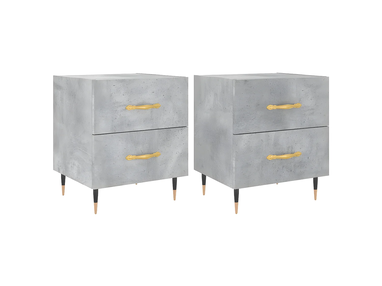 Comodini | Tavolini da notte | Tavolini da letto 2 pz Grigio Cemento 40x35x47,5 cm in Legno Multistrato