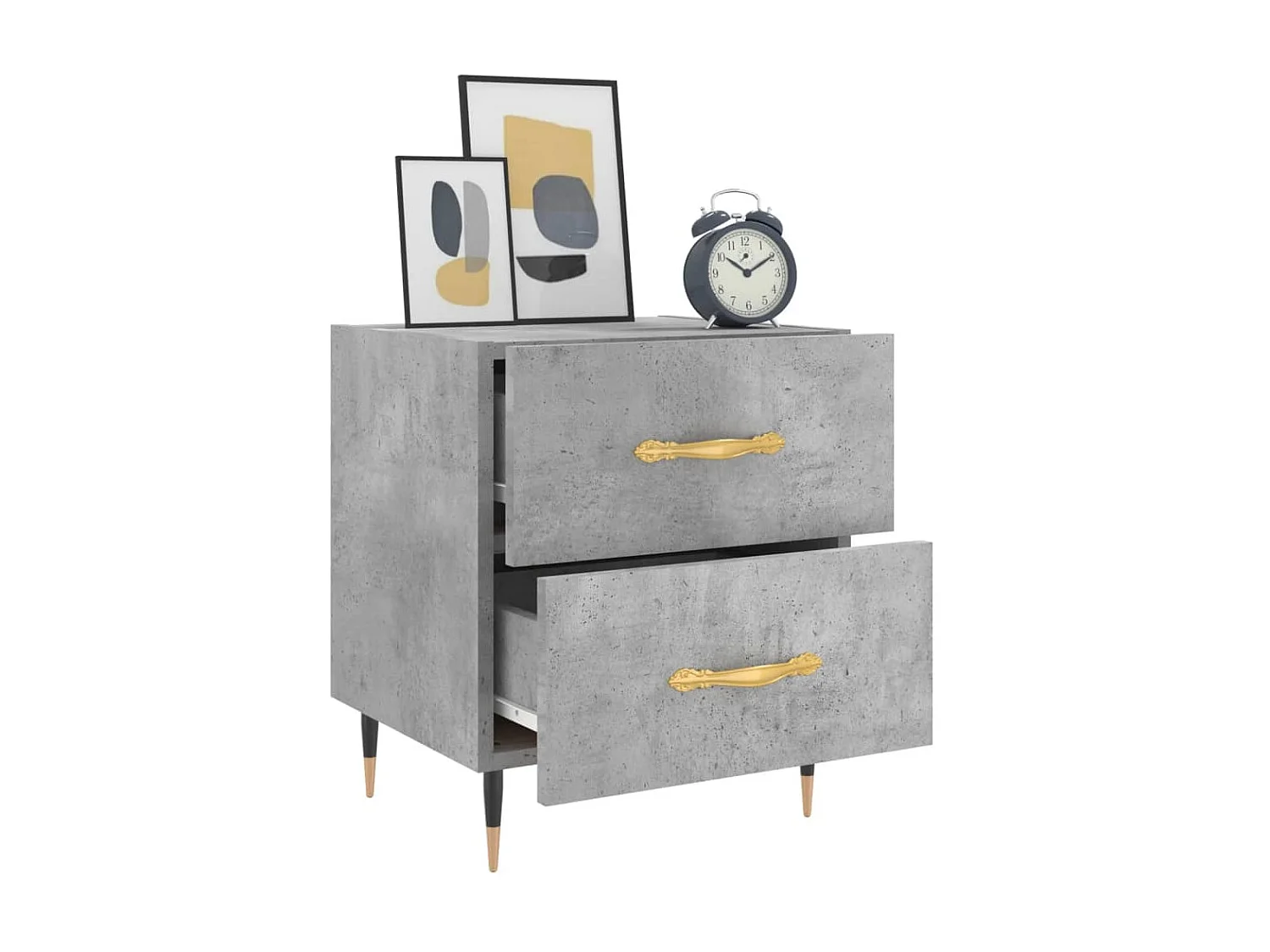 Comodini | Tavolini da notte | Tavolini da letto 2 pz Grigio Cemento 40x35x47,5 cm in Legno Multistrato