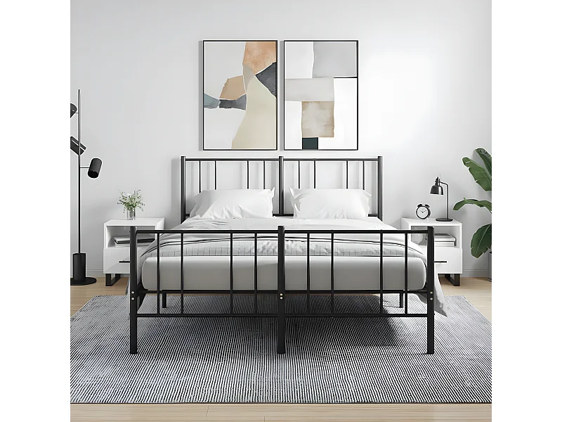 Lot de 2 Tables de chevet blanc brillant 40x35x47,5 cm WVGQ1774