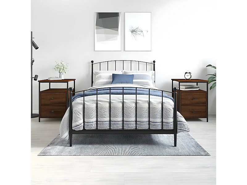 Lote de 2 Mesitas de noche madera ingeniería roble marrón 44x45x60 cm ES60278