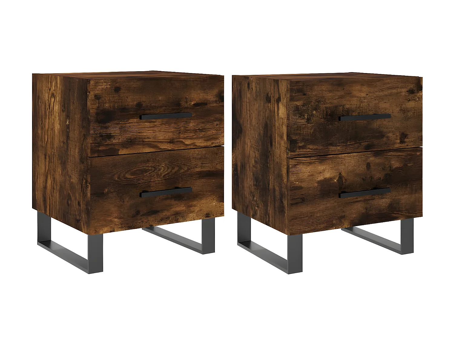 Mesa de cabeceira 2 pcs derivados de madeira carvalho fumado PT12749