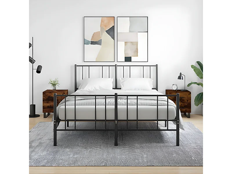 Mesa de cabeceira 2 pcs derivados de madeira carvalho fumado PT12749