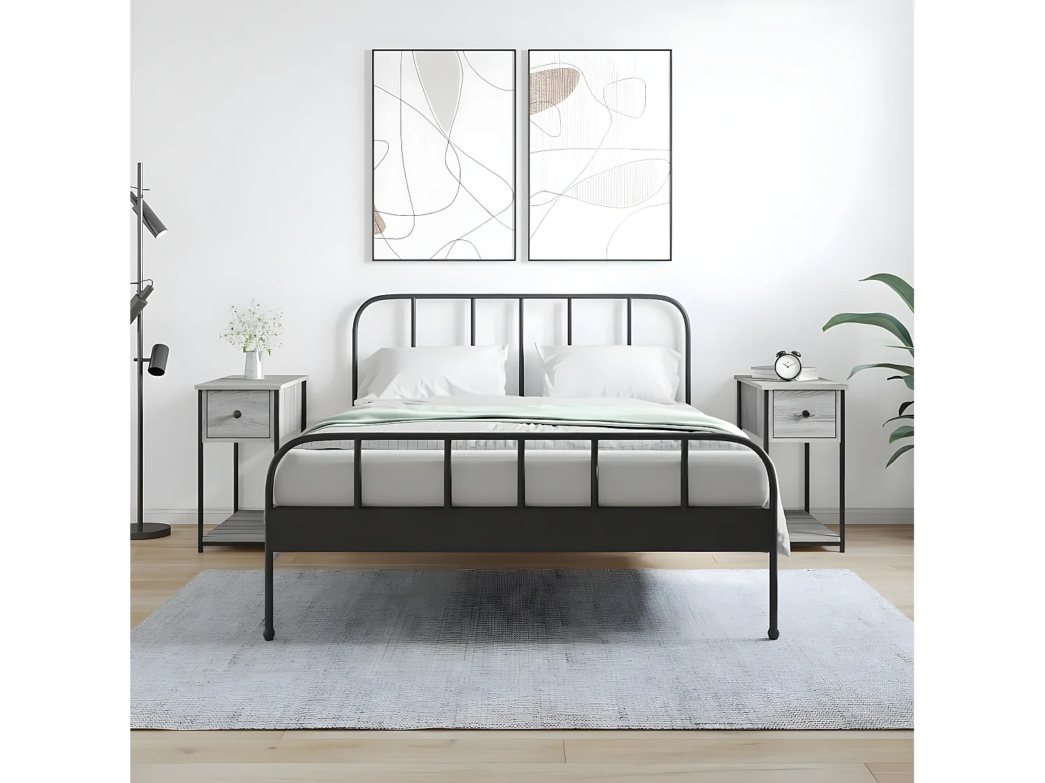 Nachtkastjes 2 st 30x60x60 cm bewerkt hout grijs sonoma eiken NL46920