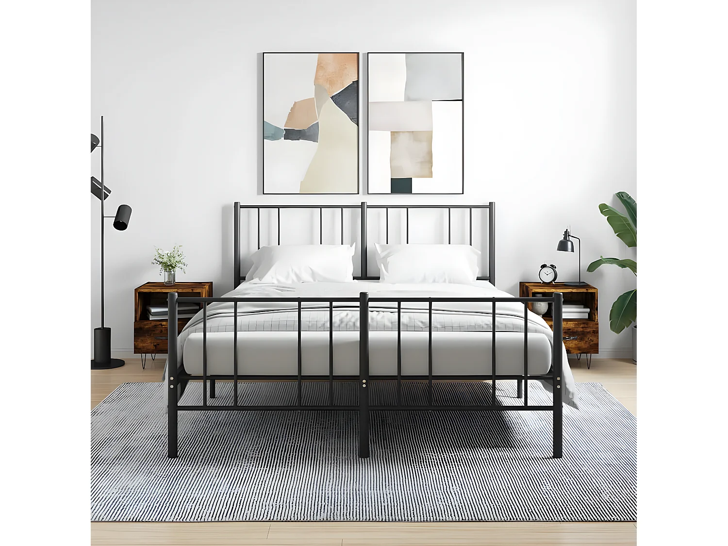 Lot de 2 Tables de chevet chêne fumé 40x35x47,5cm bois d’ingénierie WVGQ9849