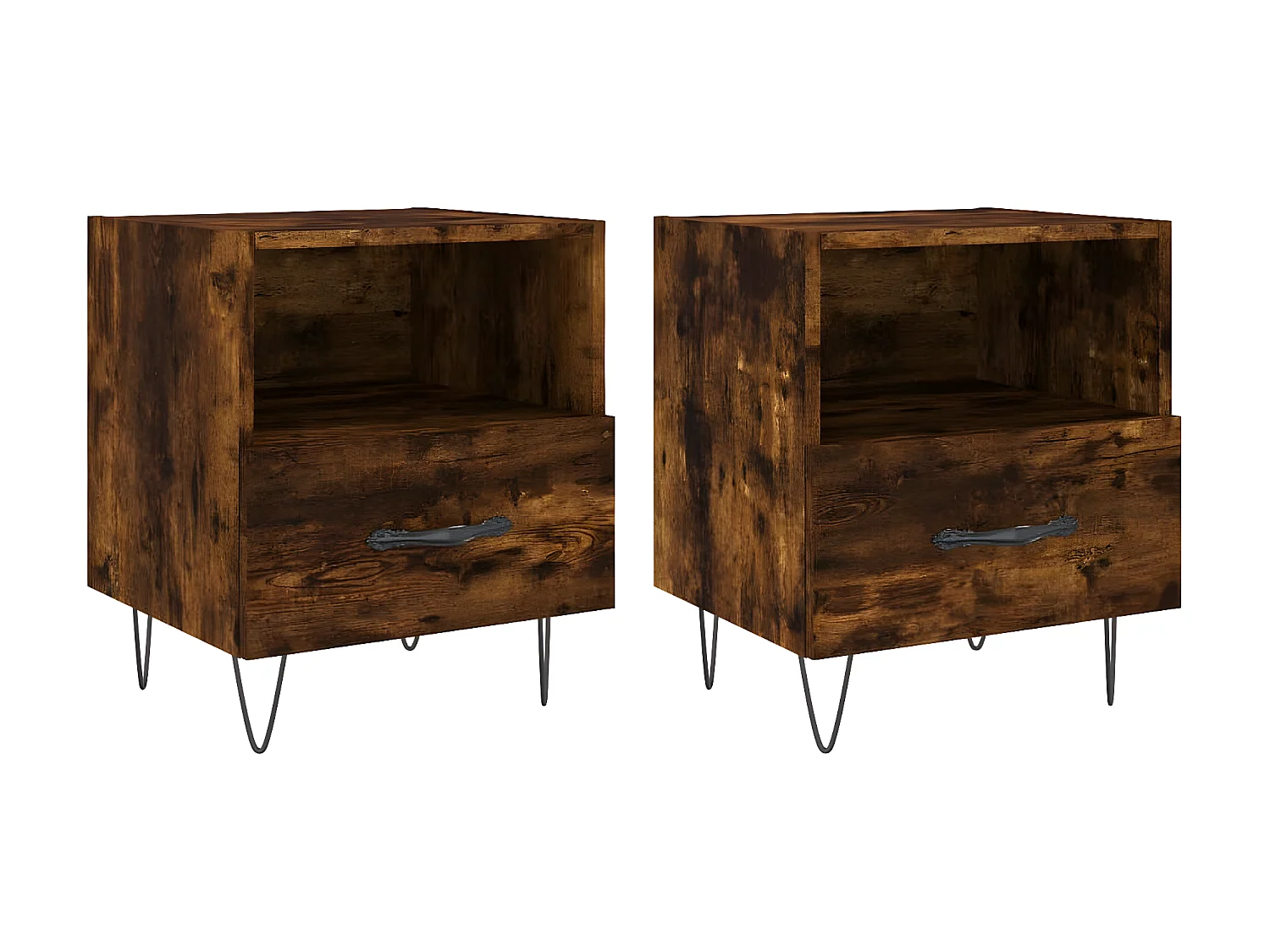 Lot de 2 Tables de chevet chêne fumé 40x35x47,5cm bois d’ingénierie WVGQ9849