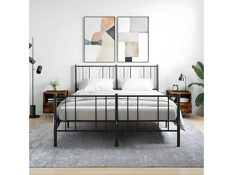 Lot de 2 Tables de chevet chêne fumé 40x35x47,5cm bois d’ingénierie WVGQ9849