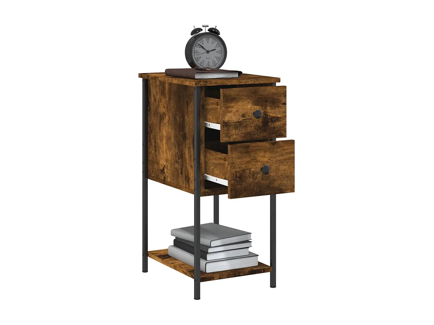 Lot de 2 Tables de chevet chêne fumé 32x42x70 cm bois d'ingénierie WVGQ2827