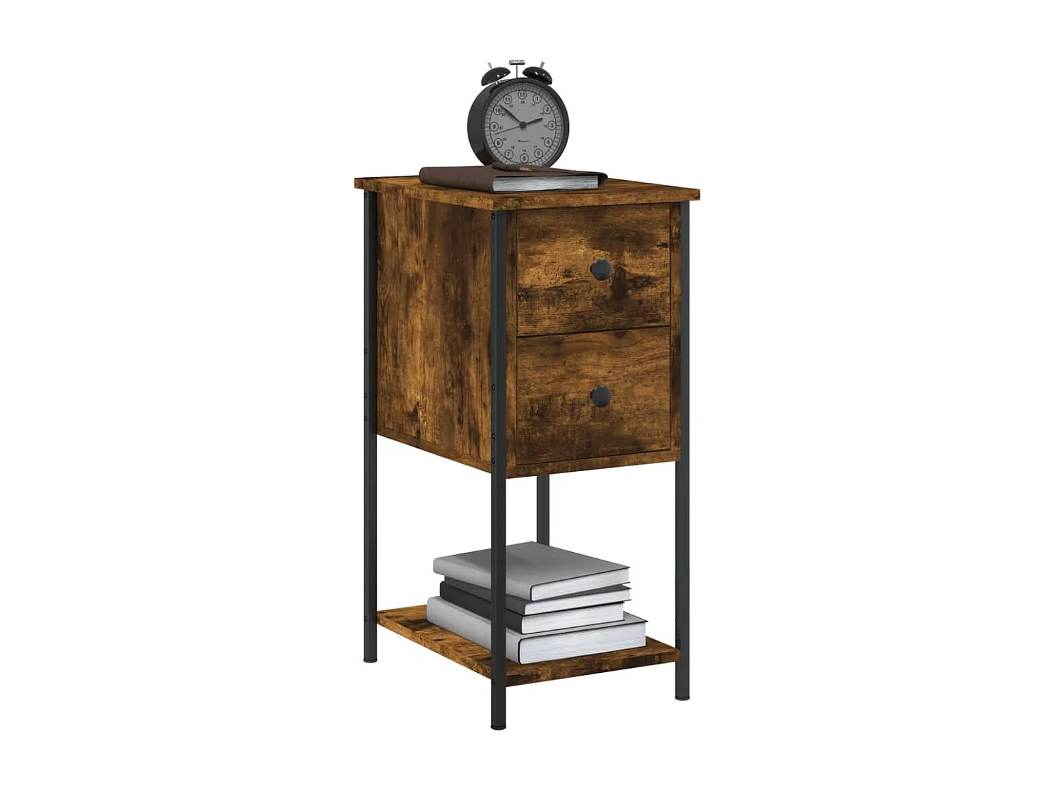 Lot de 2 Tables de chevet chêne fumé 32x42x70 cm bois d'ingénierie WVGQ2827