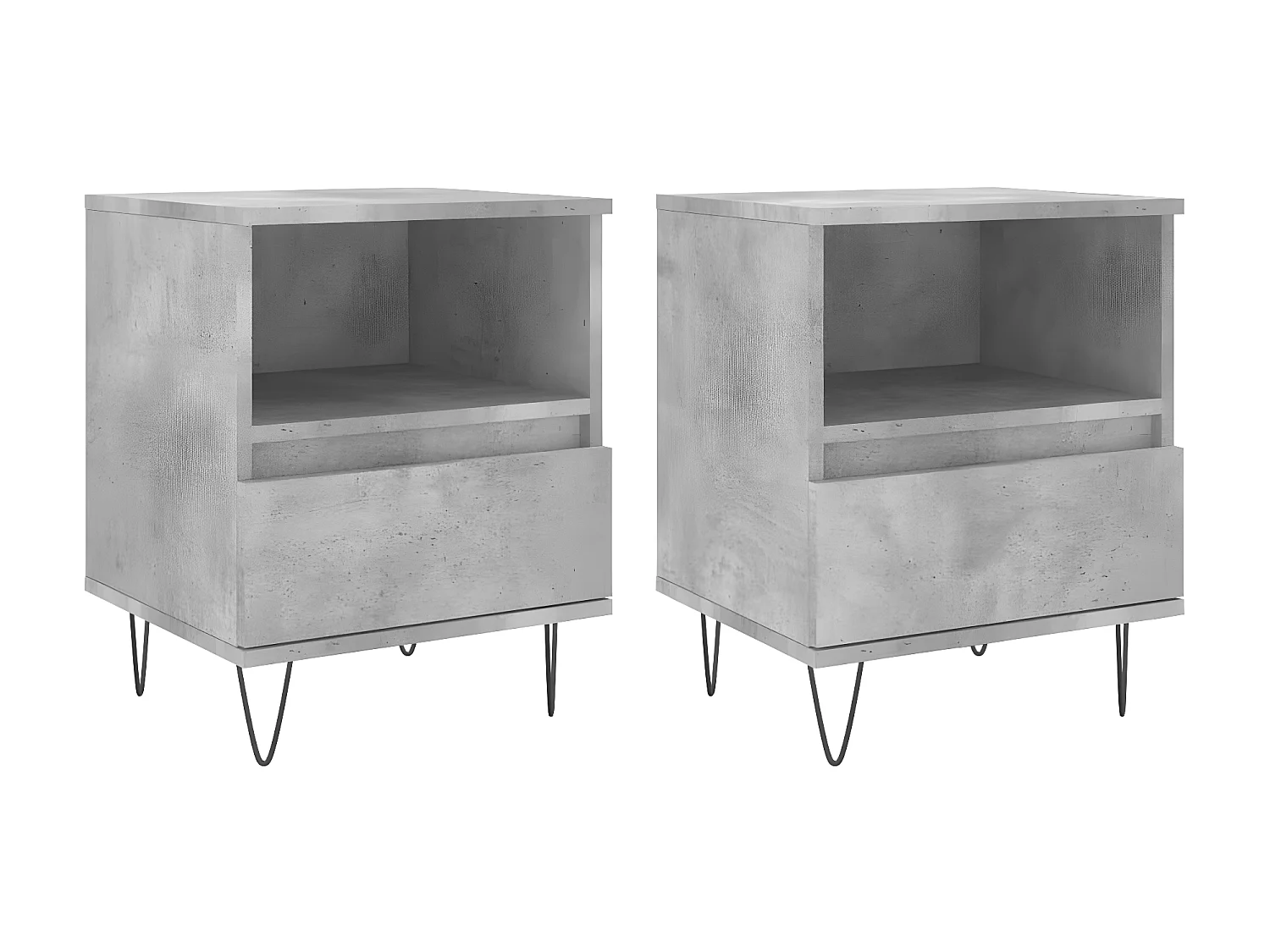Lot de 2 Tables de chevet gris béton 40x35x50 cm bois d’ingénierie WVGQ9058