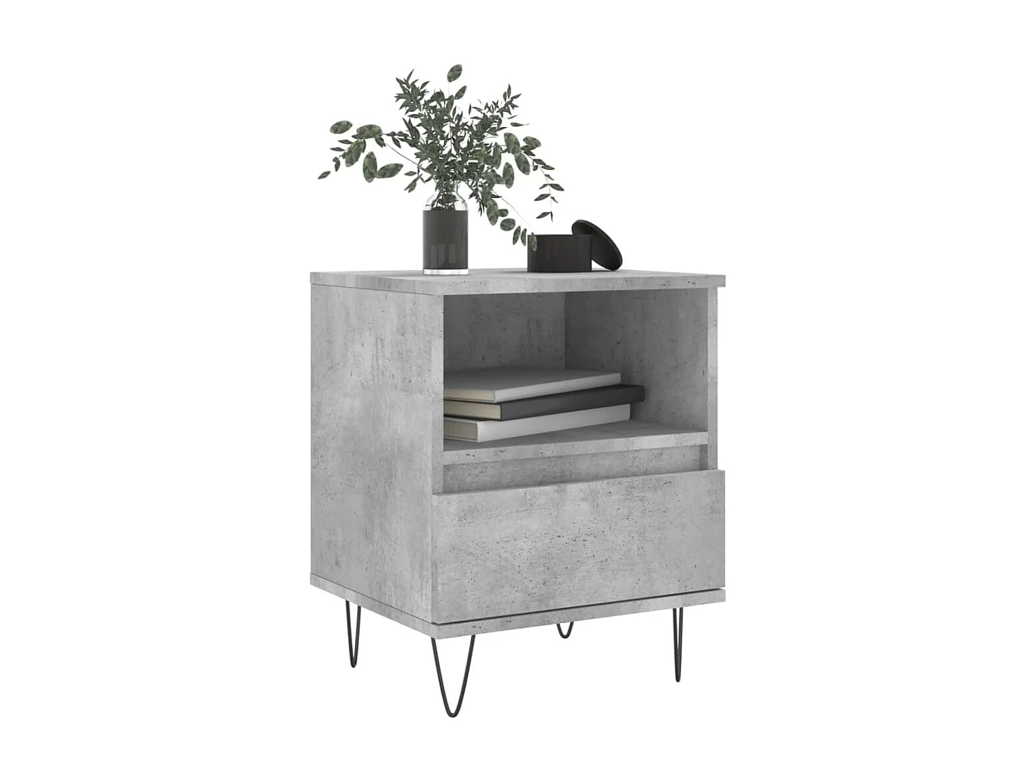 Lot de 2 Tables de chevet gris béton 40x35x50 cm bois d’ingénierie WVGQ9058