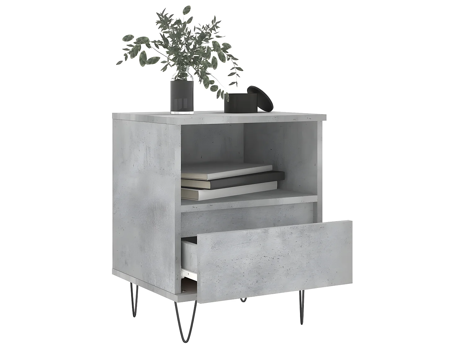 Lot de 2 Tables de chevet gris béton 40x35x50 cm bois d’ingénierie WVGQ9058