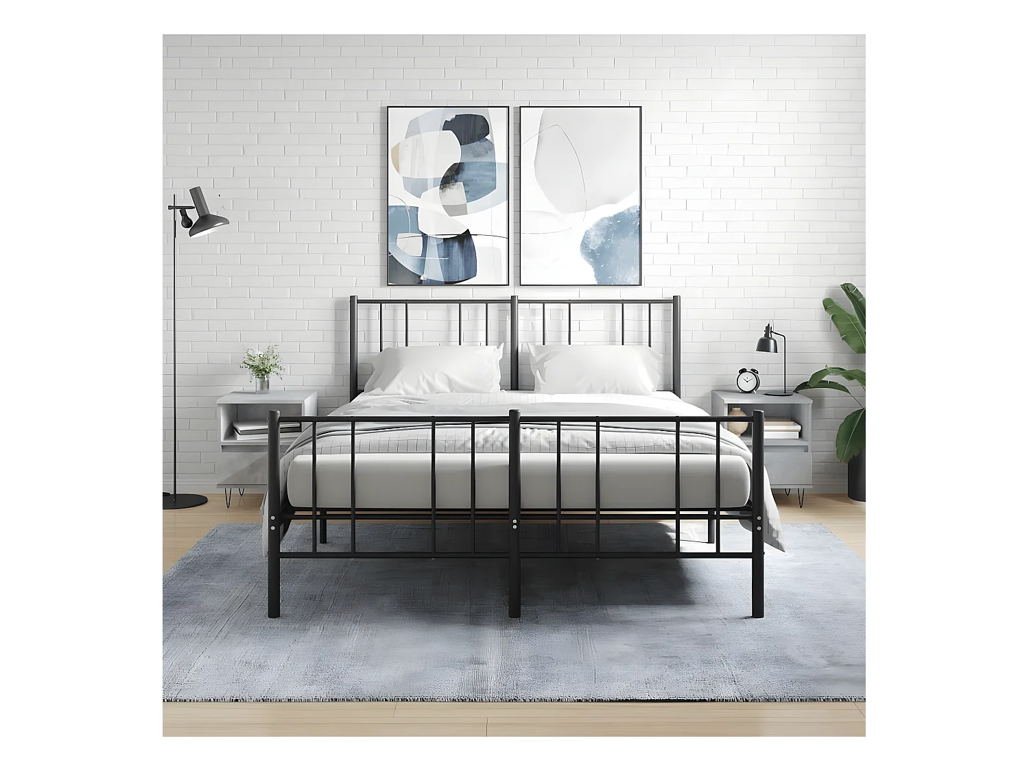 Lot de 2 Tables de chevet gris béton 40x35x50 cm bois d’ingénierie WVGQ9058