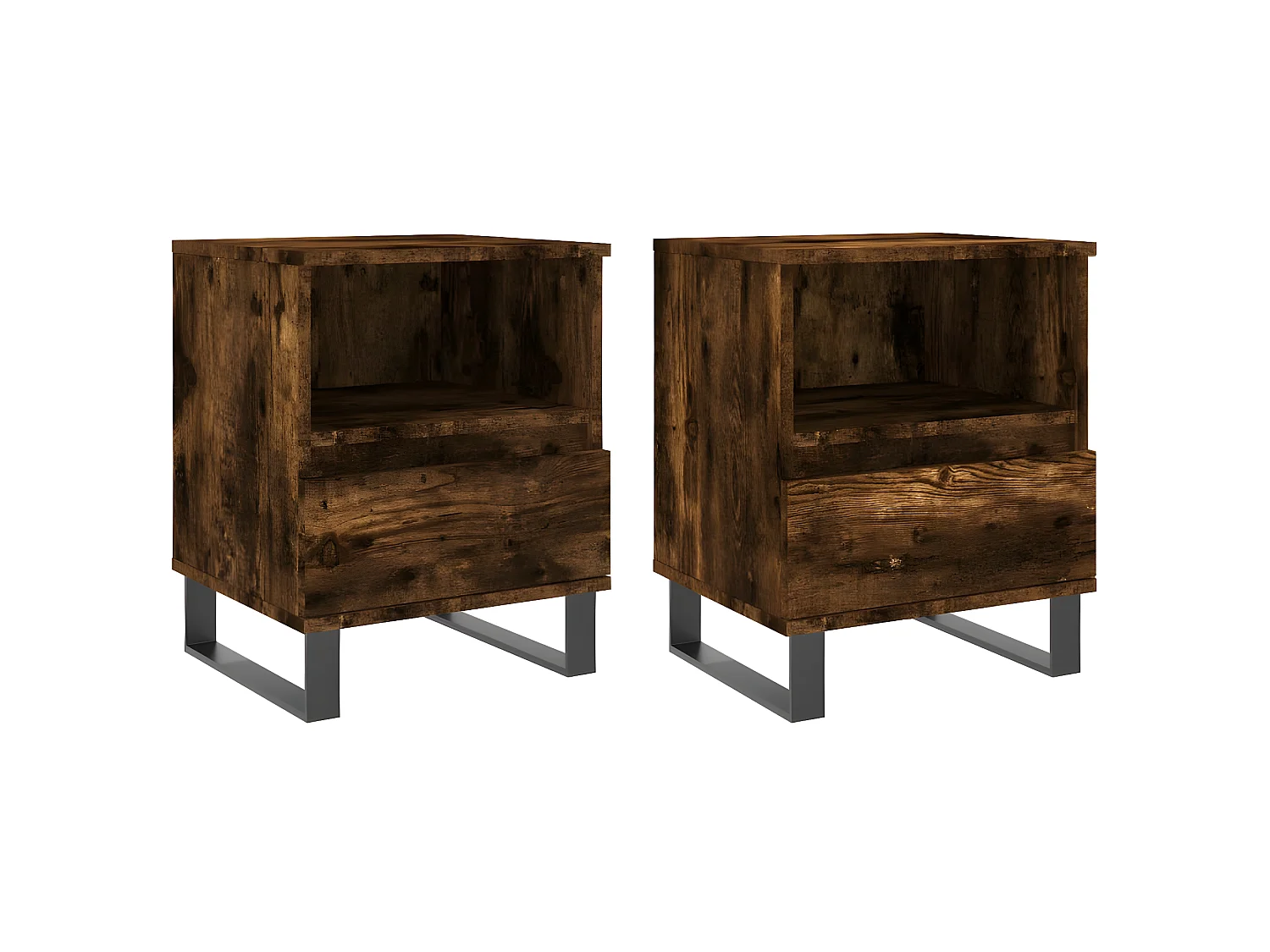 Lote de 2 Mesitas de noche madera ingeniería roble ahumado 40x35x50 cm ES97000