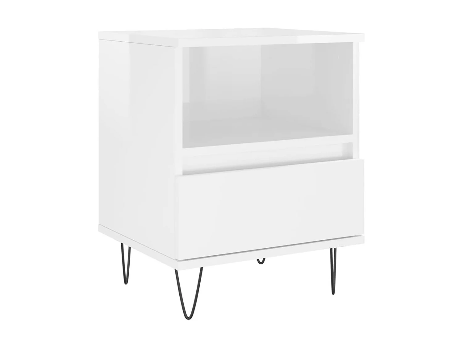 Lote de 2 Mesitas de noche madera ingeniería blanco brillo 40x35x50 cm ES71756