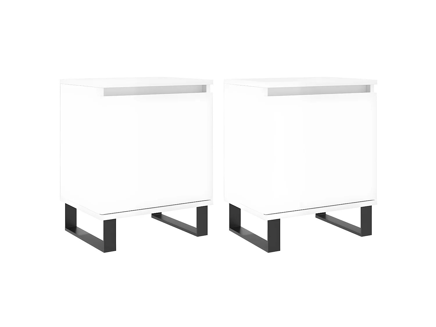 Lote de 2 Mesitas de noche madera ingeniería blanco brillo 40x30x50 cm ES42932