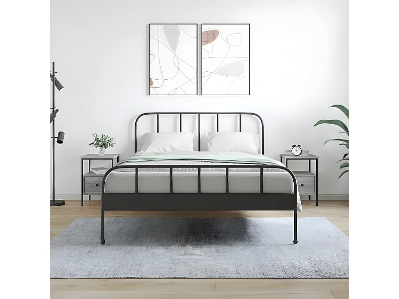 Lote de 2 Mesitas de noche madera ingeniería gris Sonoma 34x36x50 cm ES49110