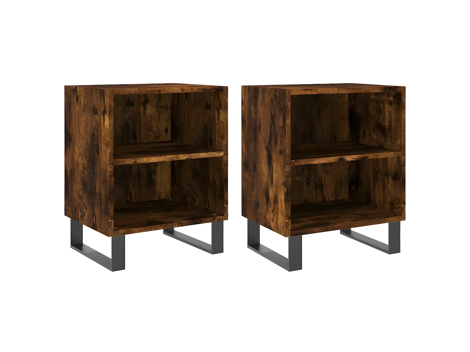 Lot de 2 Tables de chevet chêne fumé 40x30x50 cm bois d'ingénierie WVGQ5831