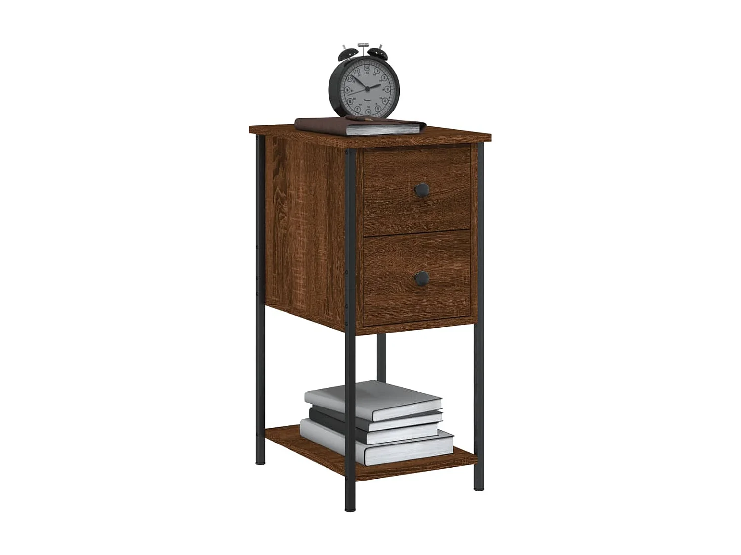 Lot de 2 Tables de chevet chêne marron 32x42x70cm Bois d'ingénierie WVGQ7611