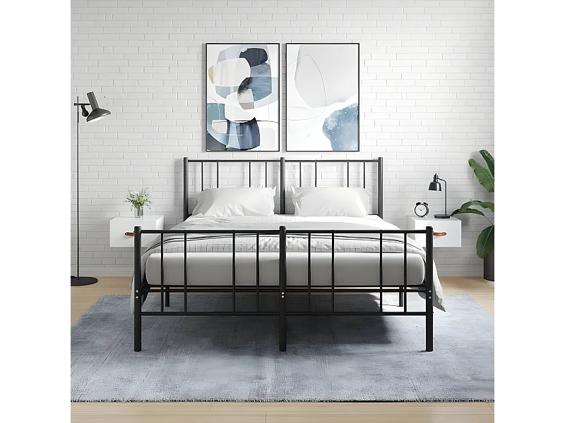 Lot de 2 Tables de chevet murales blanc brillant 35x35x20 cm WVGQ9891