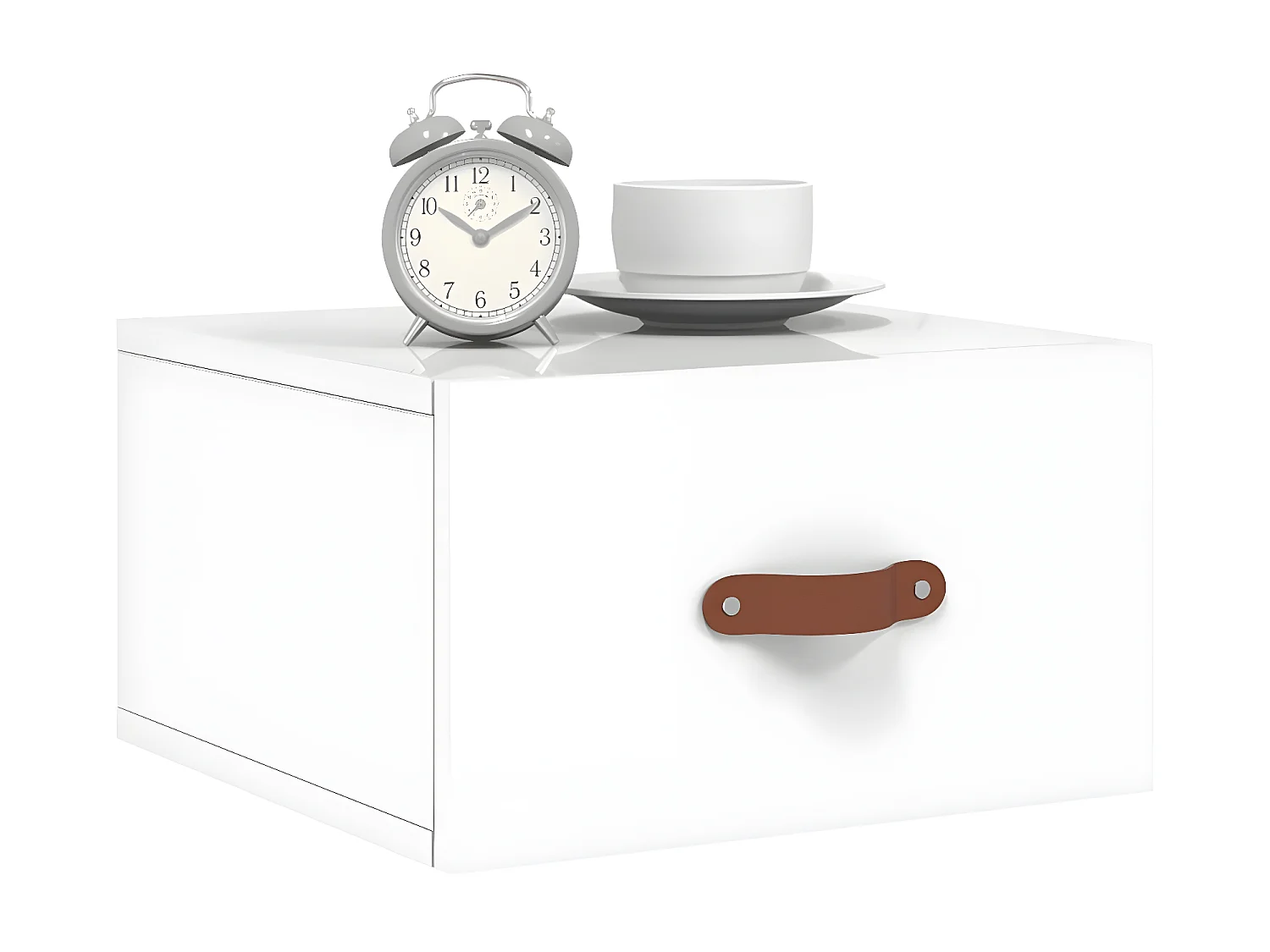 Lot de 2 Tables de chevet murales blanc brillant 35x35x20 cm WVGQ9891