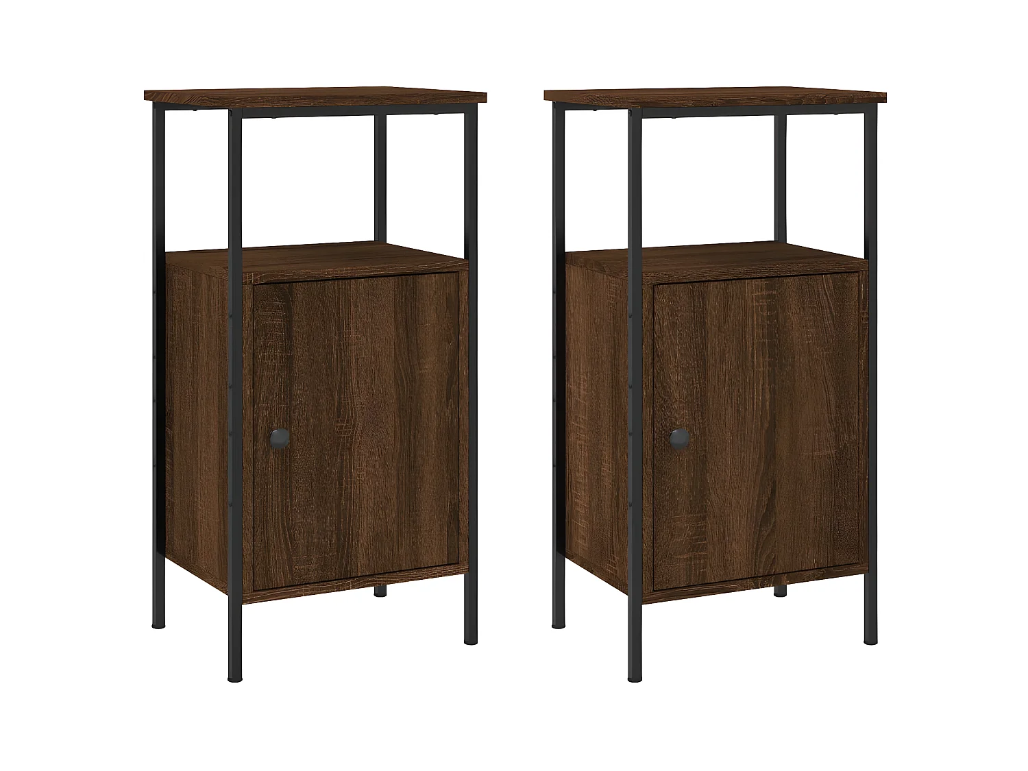 Lote de 2 Mesitas de noche madera ingeniería marrón roble 41x31x80 cm ES36451