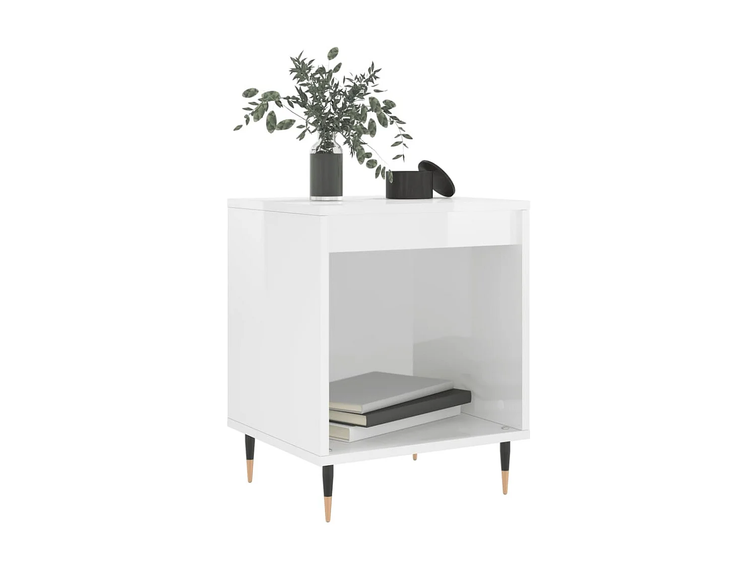 Mesa de cabeceira 2 pcs derivados de madeira branco brilhante PT56194