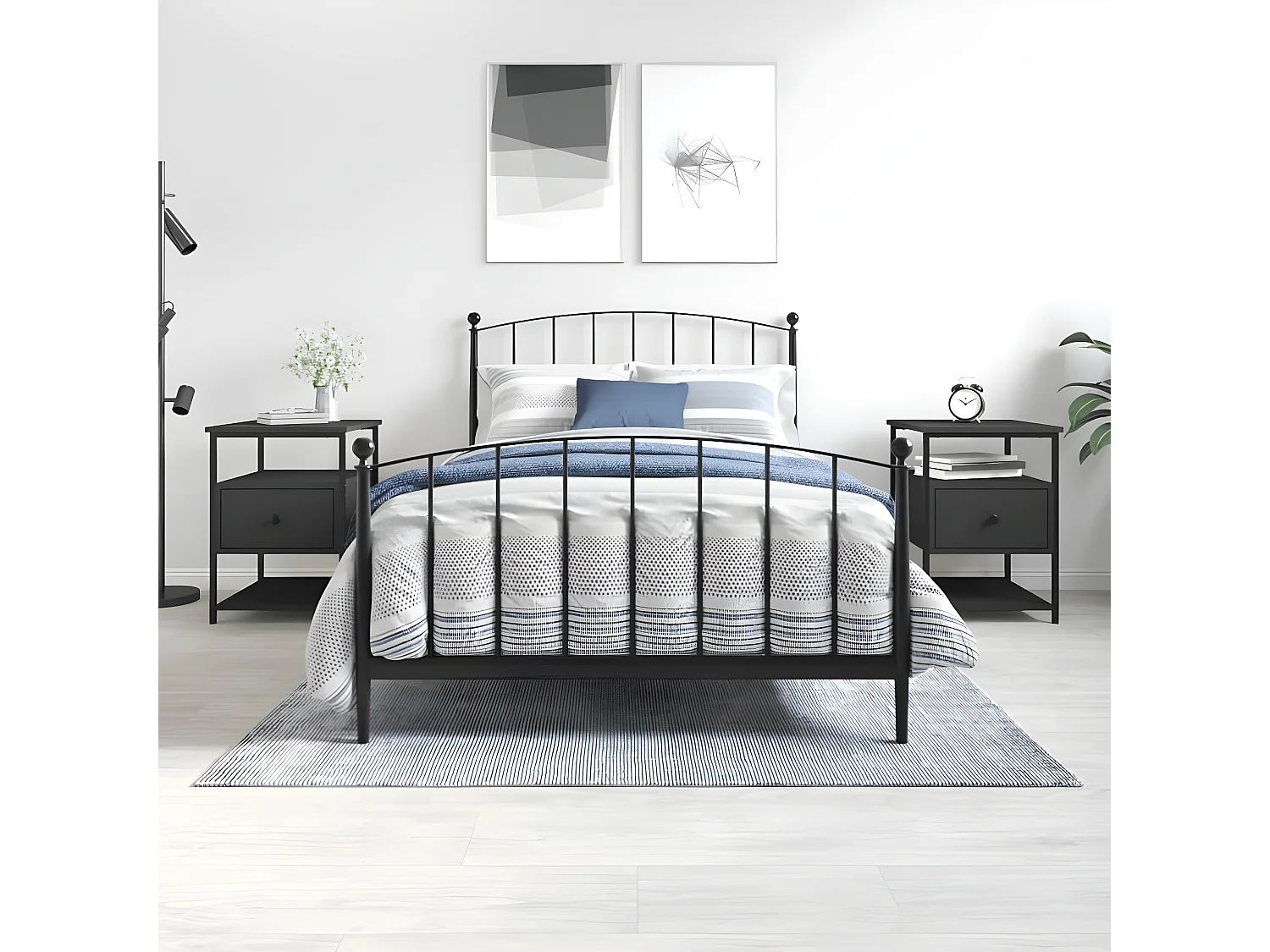 Lot de 2 Tables de chevet noir 40x42x56 cm bois d’ingénierie WVGQ2566