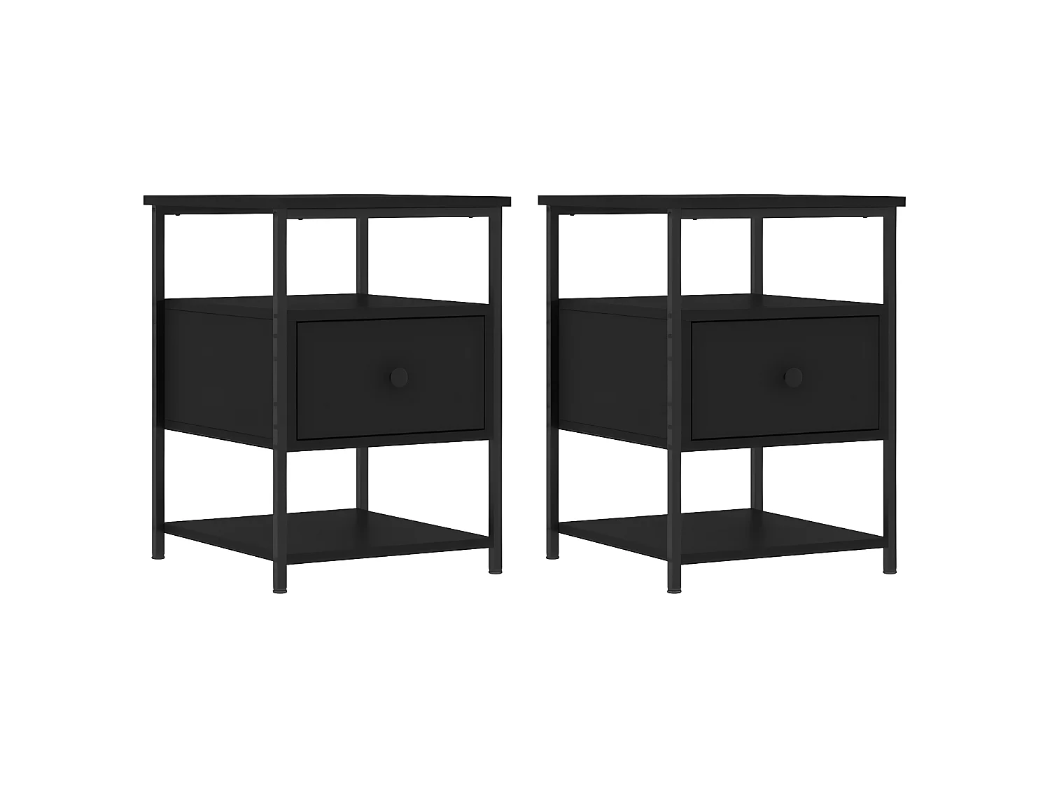 Lot de 2 Tables de chevet noir 40x42x56 cm bois d’ingénierie WVGQ2566