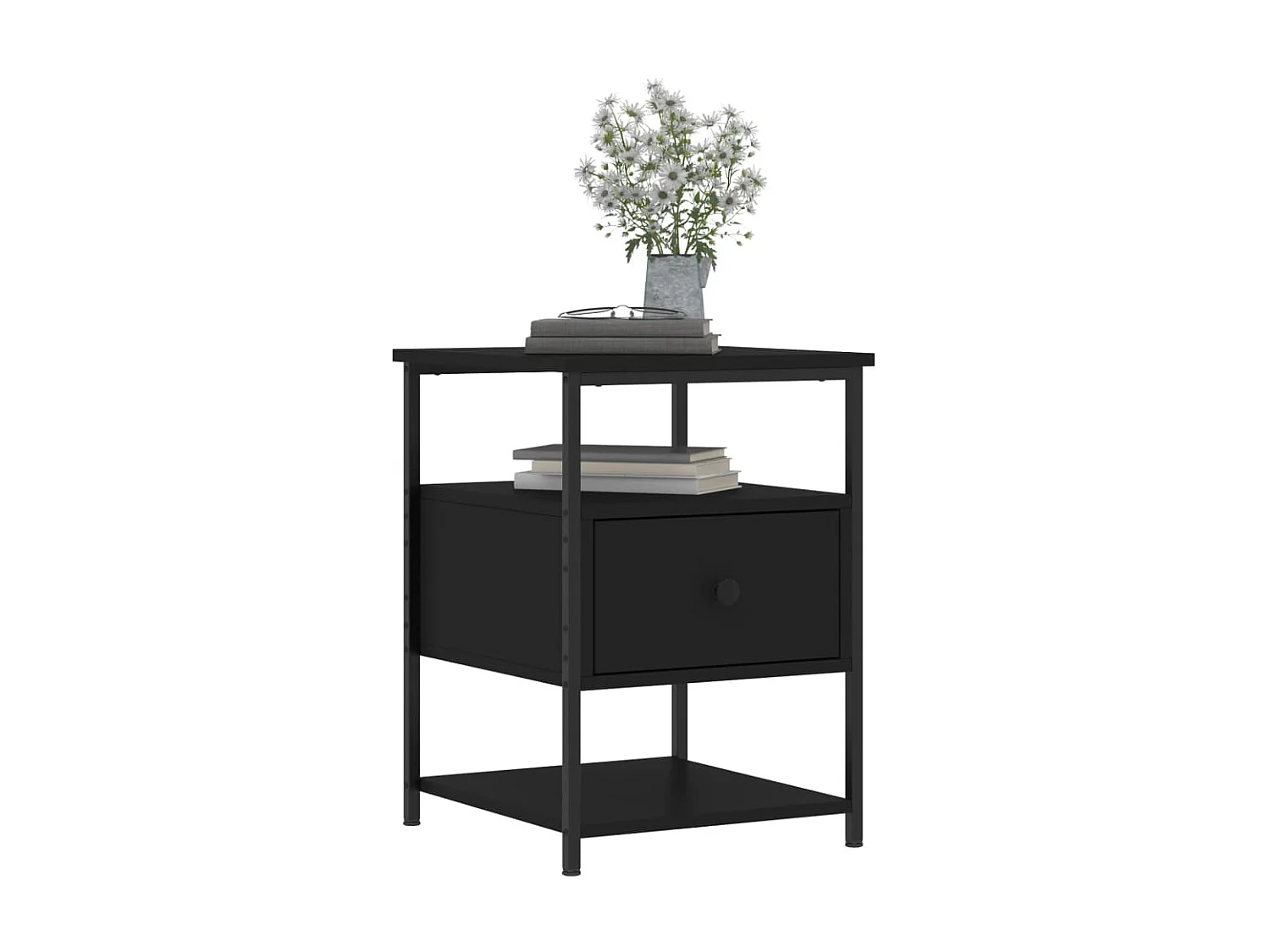 Lot de 2 Tables de chevet noir 40x42x56 cm bois d’ingénierie WVGQ2566