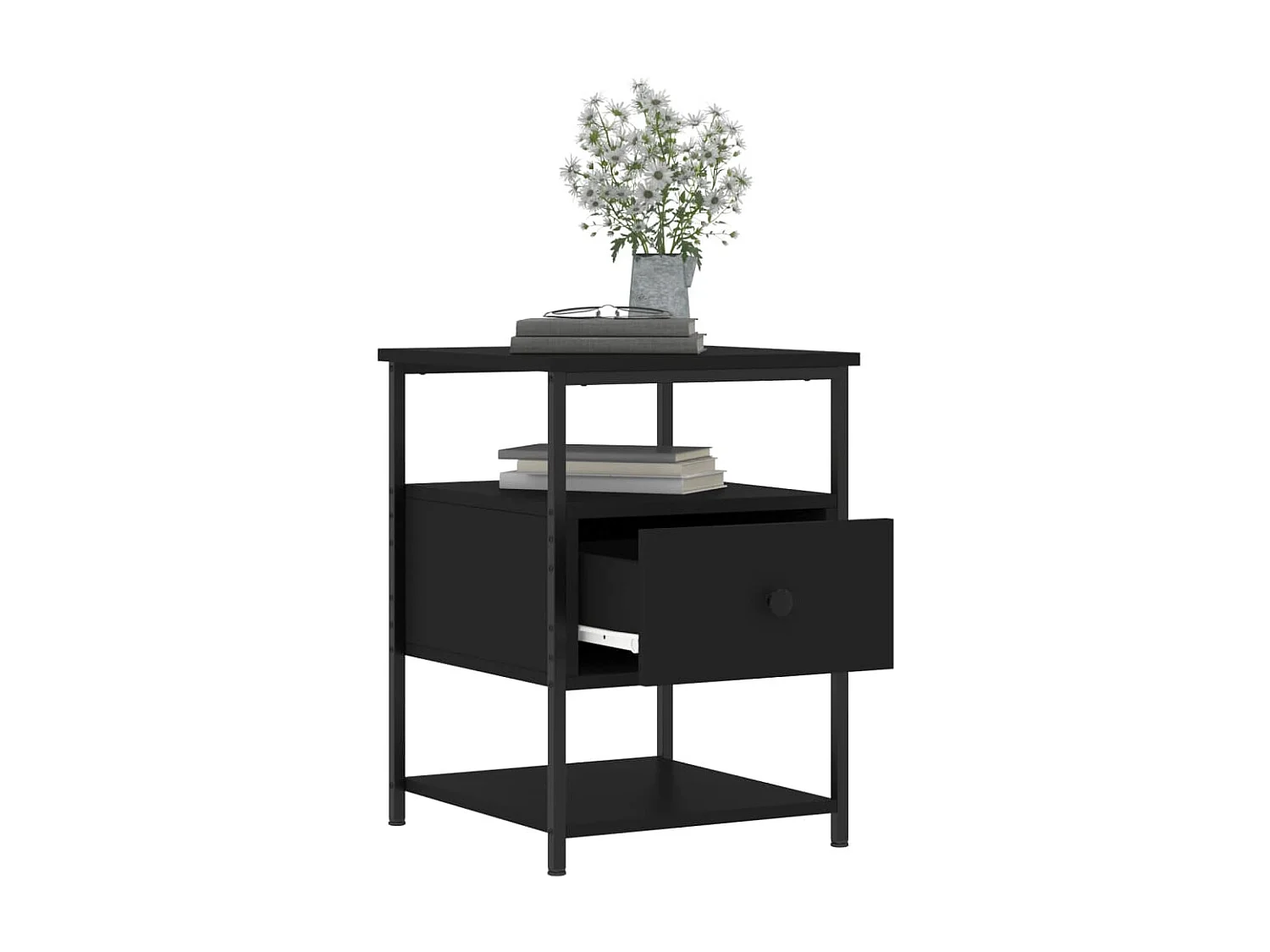 Lot de 2 Tables de chevet noir 40x42x56 cm bois d’ingénierie WVGQ2566