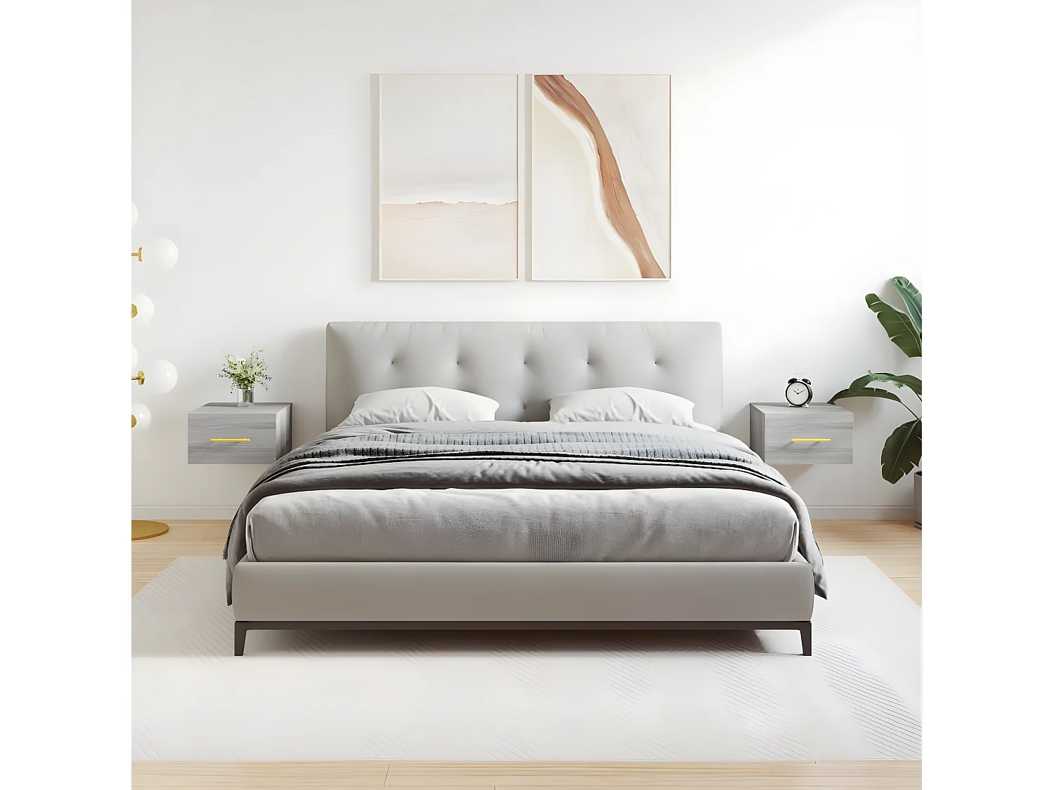 Lot de 2 Tables de chevet murales sonoma gris 35x35x20 cm WVGQ7286