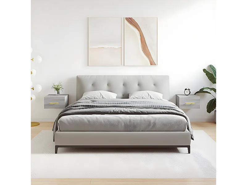 Lot de 2 Tables de chevet murales sonoma gris 35x35x20 cm WVGQ7286