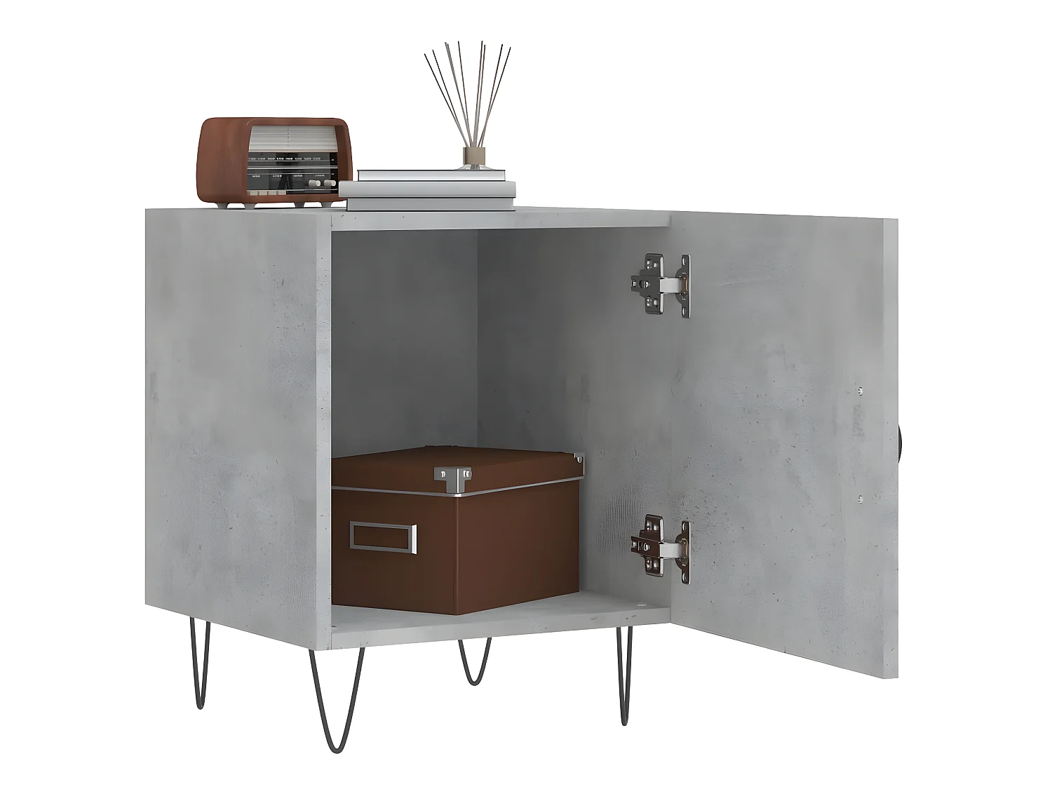 Lot de 2 Tables de chevet gris béton 40x40x50 cm bois d’ingénierie WVGQ6638