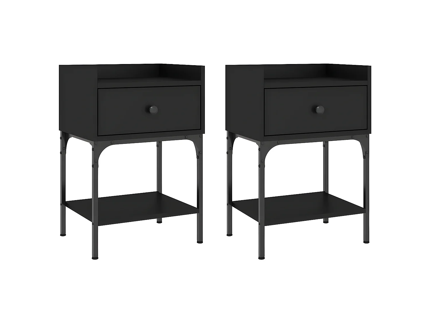 Lot de 2 Tables de chevet noir 40,5x31x60 cm bois d’ingénierie WVGQ6554